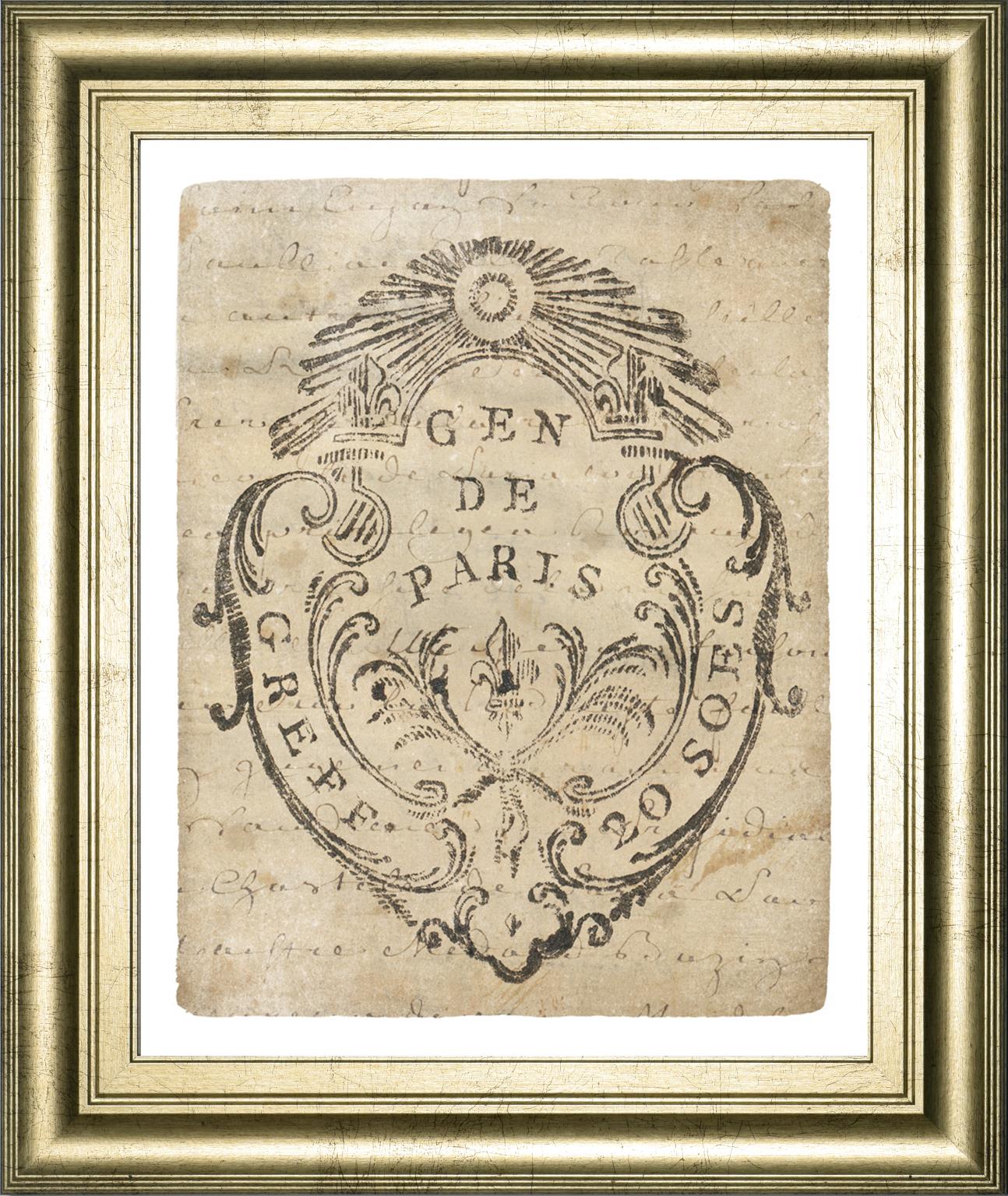 Letter Crest Iia Vintage V2 By Wild Apple Portfolio 22X26 Framed Print