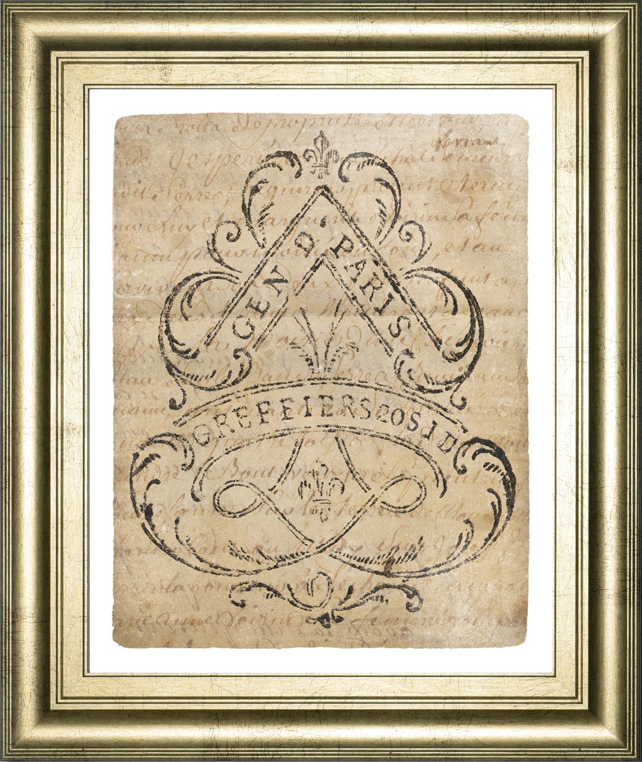 Letter Crest I Vintage V2 By Wild Apple Portfolio 22X26 Framed Print