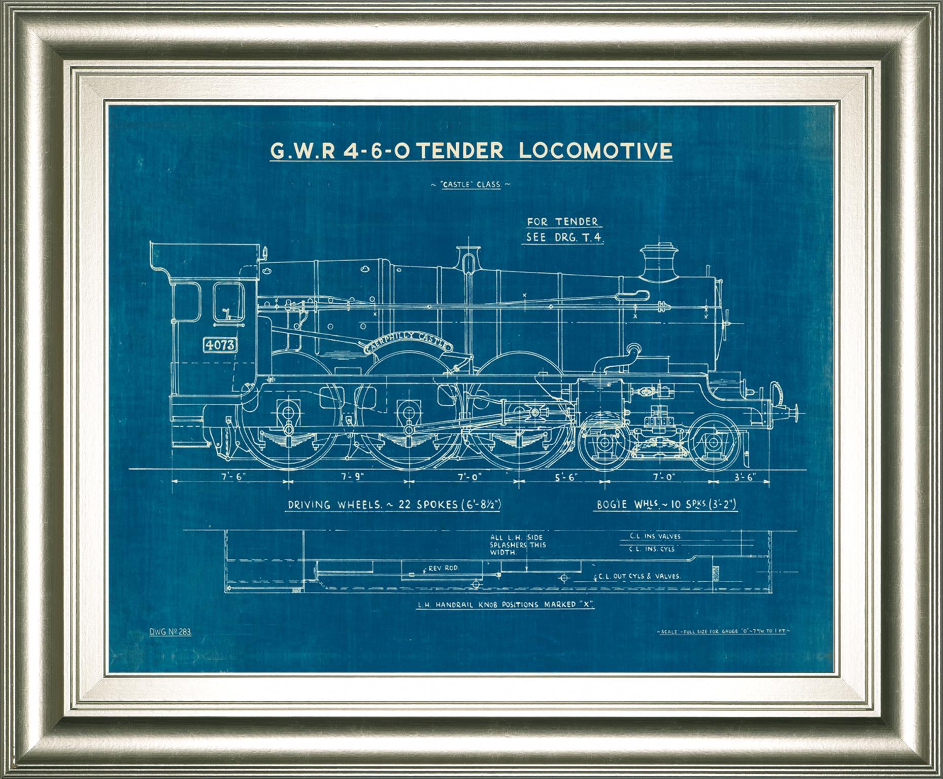Locomotive Blueprint I By Wild Apple Portfolio 22X26 Framed Print