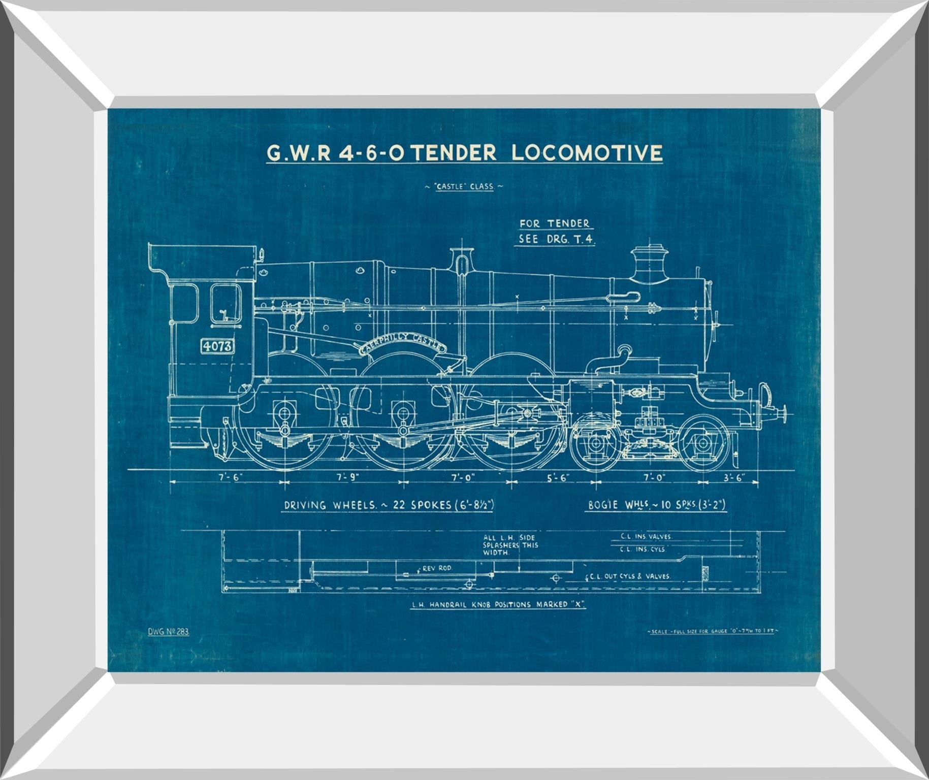 Locomotive Blueprint I By Wild Apple Portfolio 22X26 Mirror Frame Print
