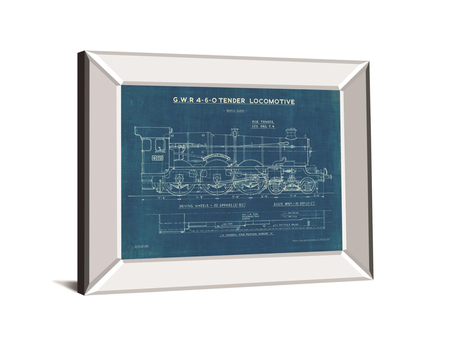 Locomotive Blueprint I By Wild Apple Portfolio 22X26 Mirror Frame Print