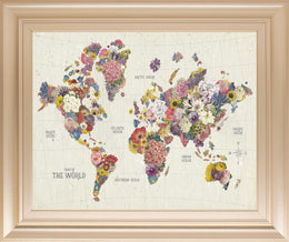 Botanical Floral Map Light Words By Wild Apple Portfolio 22X26 Framed Print