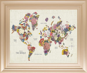 Botanical Floral Map Light Words By Wild Apple Portfolio 22X26 Framed Print