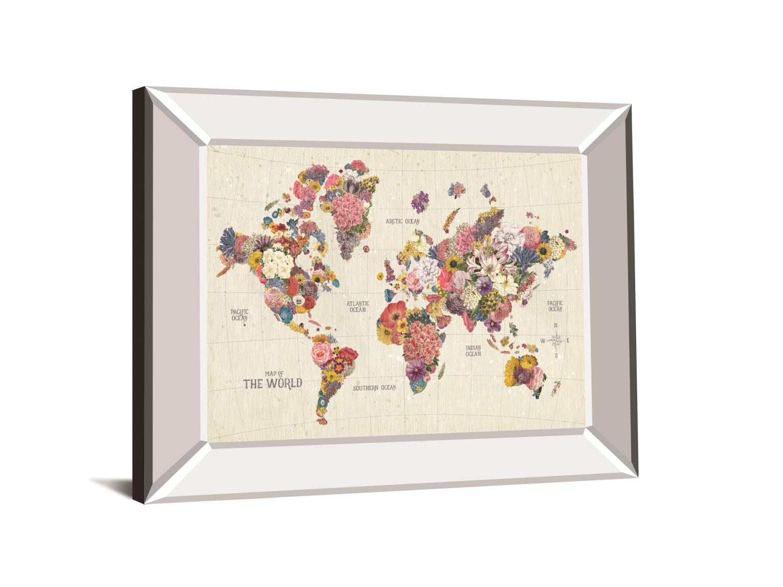 Botanical Floral Map Light Words By Wild Apple Portfolio 22X26 Mirror Frame Print