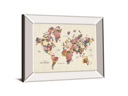 Botanical Floral Map Light Words By Wild Apple Portfolio 22X26 Mirror Frame Print