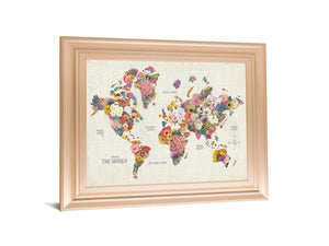Botanical Floral Map Light Words By Wild Apple Portfolio 22X26 Framed Print