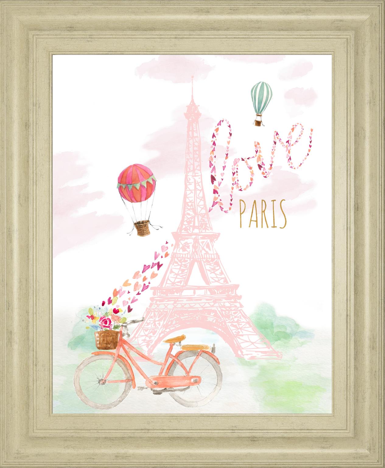 Pink Eiffel Bike Ride By Lanieloreth 22X26 Framed Print