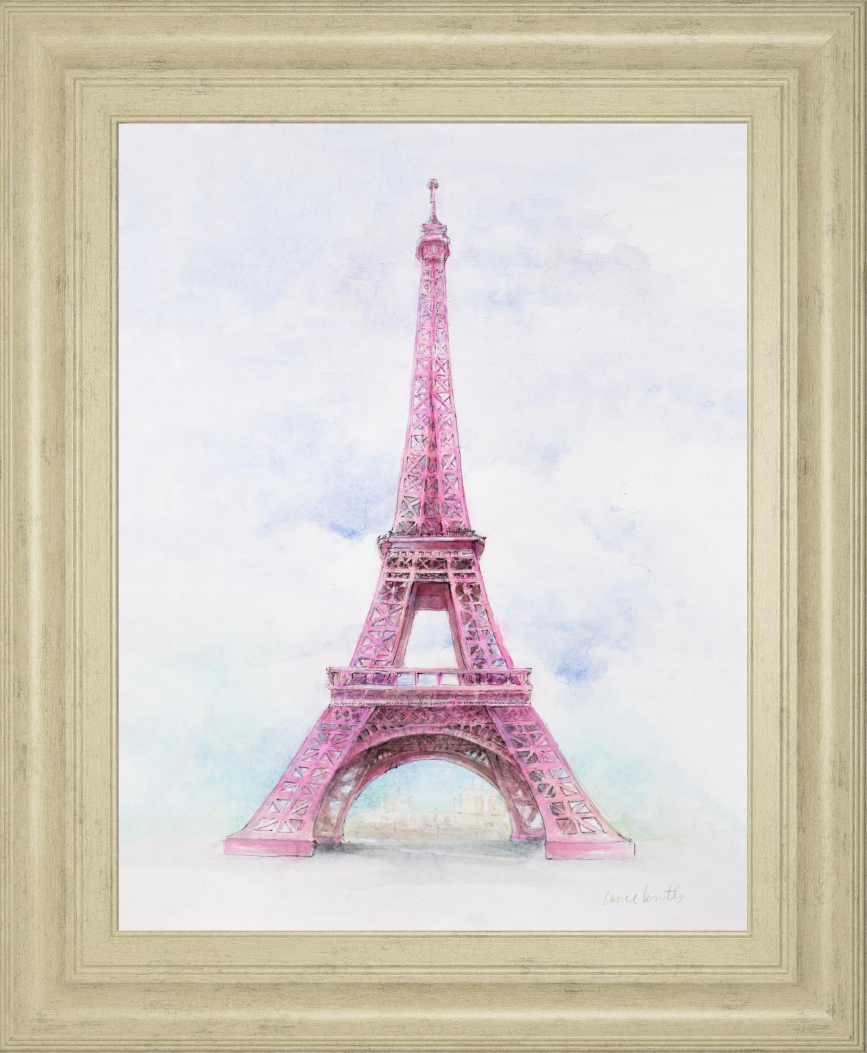 Pink Eiffel Tower By Lanieloreth 22X26 Framed Print