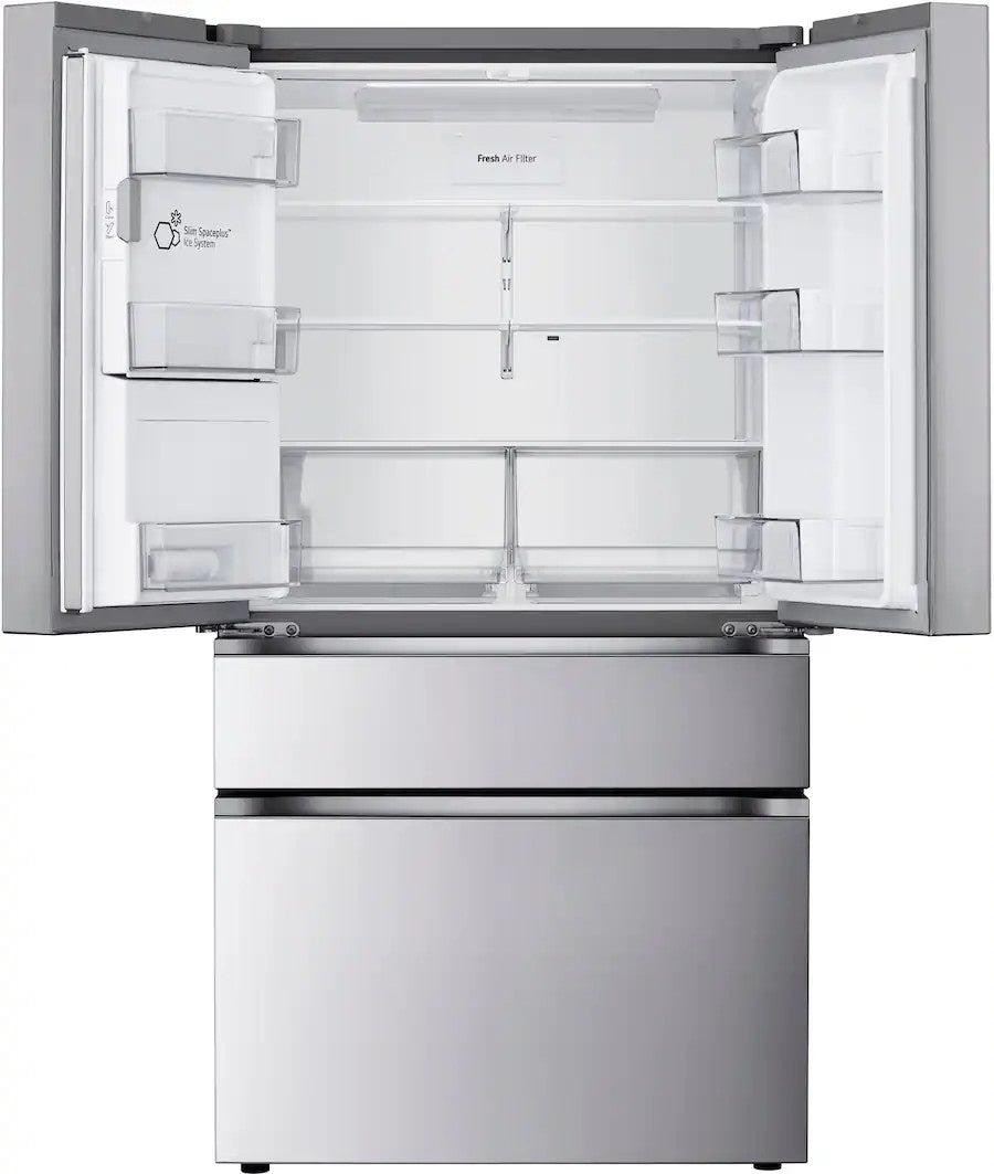 LG - 36-in Wide Standard-Depth MAX 28.6 Cu. Ft. 4-Door French Door Refrigerator Smart Refrigerator with Full Convert Drawer - PrintProof Stainless Steel Look