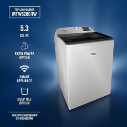 Package - Maytag - 5.3 Cu. Ft. High-Efficiency Smart Top Load Impeller Washer with Extra Power and 7.4 Cu. Ft. Smart Gas Dryer with Extra Power and Advanced Moisture Sensing - White