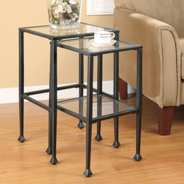 Leilani  Glass Top Nesting Table Set Black