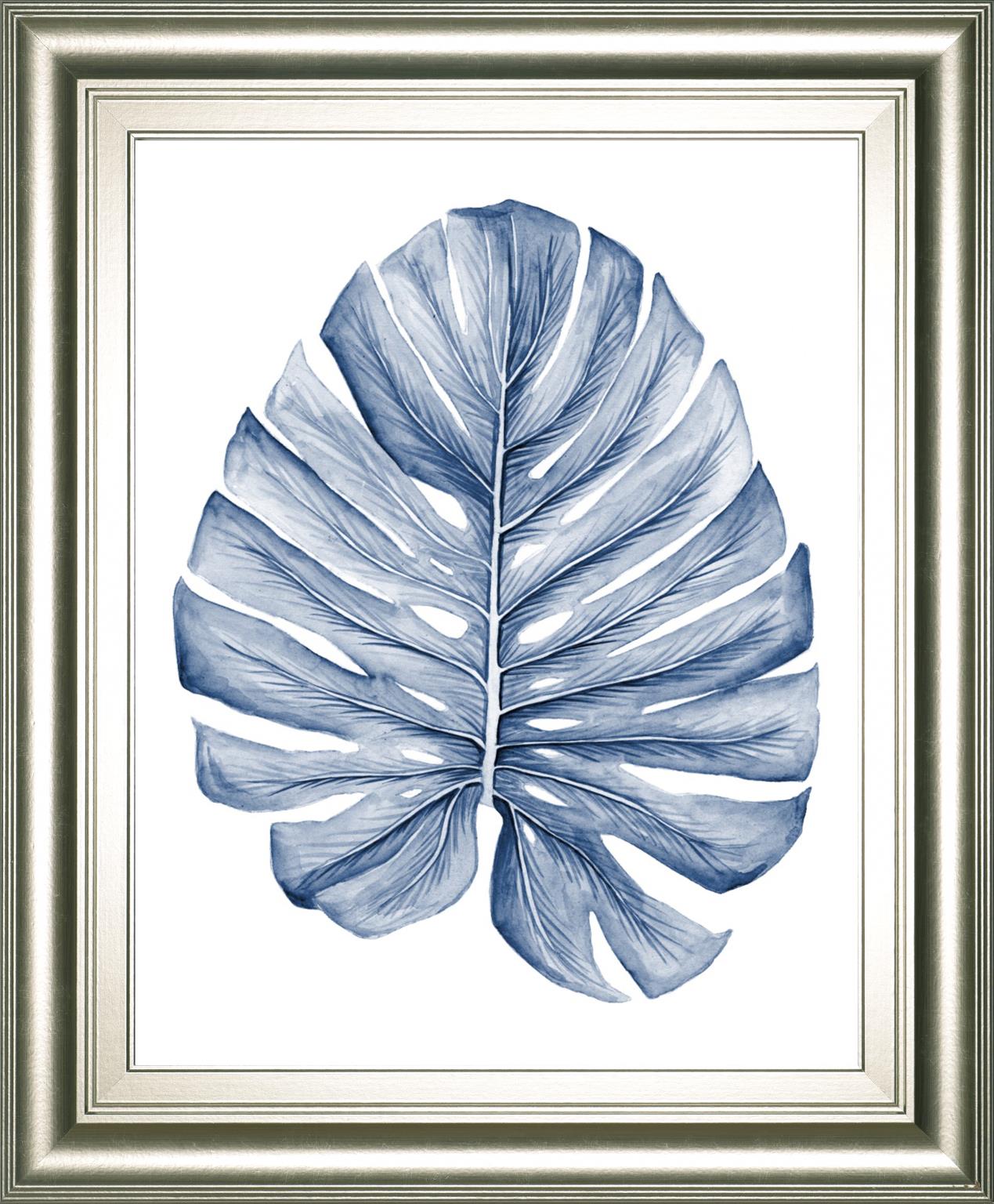 Indigo Tropical Leaves I By Megan Meagher 22X26 Framed Print