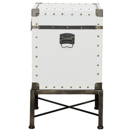 Nancy Upholstered Vintage Side Table Storage Trunk White