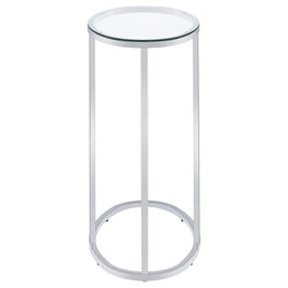 Kyle Oval Glass Top C-Shaped Sofa Side Table Chrome