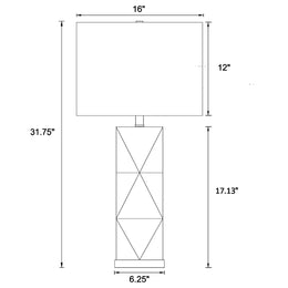 Camie 32-inch Rectangular Shade Geometric Table Lamp White