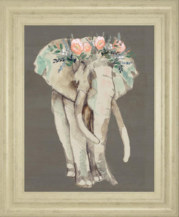 Flower Crown Elephant I By Jennifer Goldberger 22X26 Framed Print
