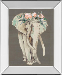 Flower Crown Elephant I By Jennifer Goldberger 22X26 Mirror Frame Print