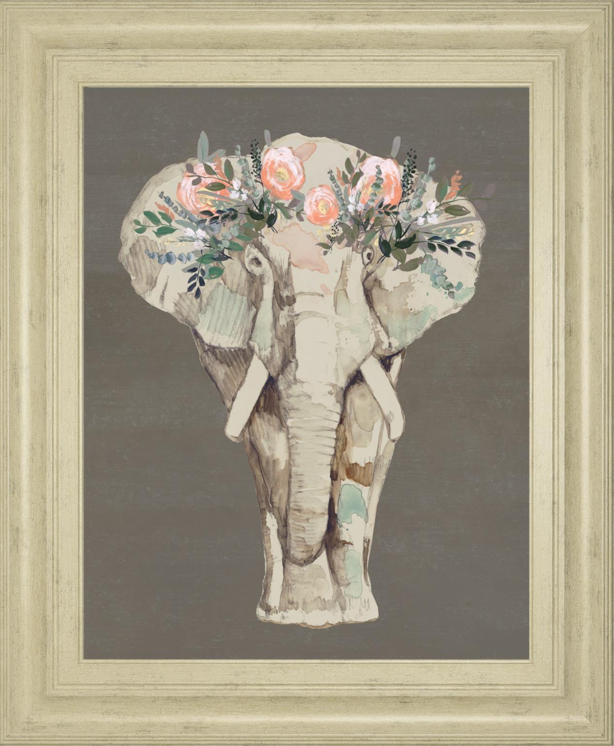 Flower Crown Elephant Ii By Jennifer Goldberger 22X26 Framed Print