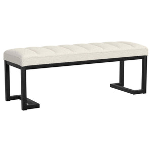 Mesa Boucle Upholstered Tufted Accent Bench Charcoal
