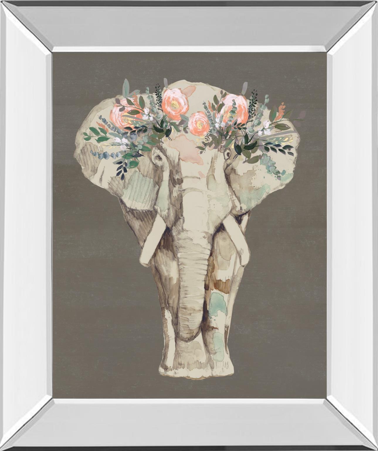 Flower Crown Elephant Ii By Jennifer Goldberger 22X26 Mirror Frame Print