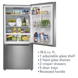Insignia™ - 30 in. Wide 18.6 Cu. Ft. Bottom Freezer Refrigerator with ENERGY STAR Certification - Stainless Steel