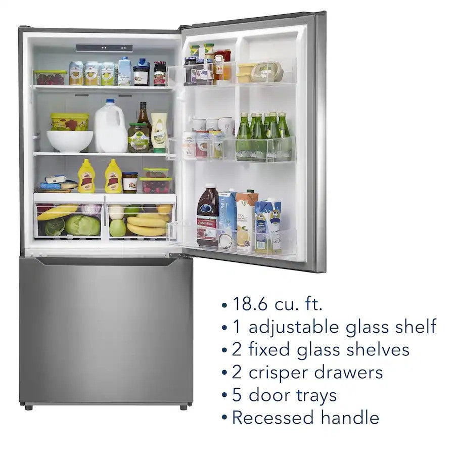 Insignia™ - 30 in. Wide 18.6 Cu. Ft. Bottom Freezer Refrigerator with ENERGY STAR Certification - Stainless Steel