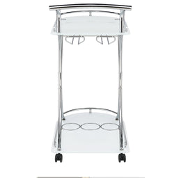 Elfman 2-tier Glass Shelf Metal Bar Cart Black and Chrome