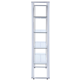 Larson 73-inch 4-shelf Glass Bookshelf Chrome
