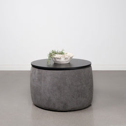 Tesoro Round Upholstered Lift Top Storage Ottoman Grey