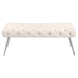 Ella Upholstered Tufted Bench Metal Legs Rust
