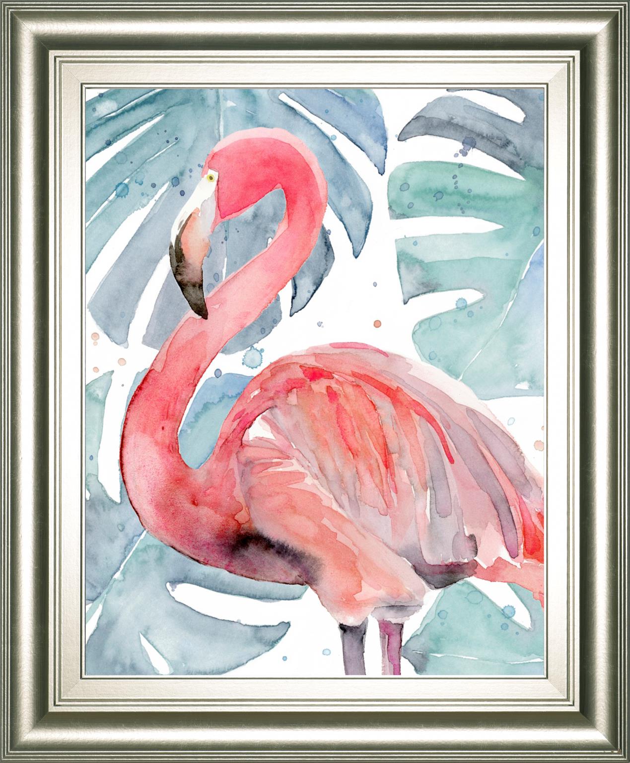 Flamingo Splash Ii By Annie Warren 22X26 Framed Print