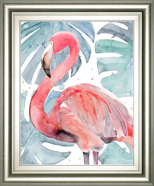 Flamingo Splash Ii By Annie Warren 22X26 Framed Print