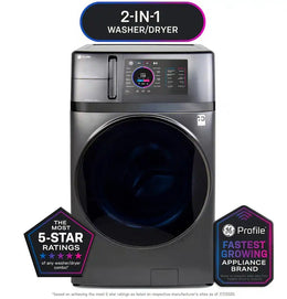 GE Profile - UltraFast 4.8 Cu. Ft. High-Efficiency Smart Front Load Washer and Electric Dryer Combo with Ventless Heat Pump - Carbon Graphite