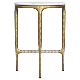 Baldwin Rectangular Marble Top Side Table White and Gold
