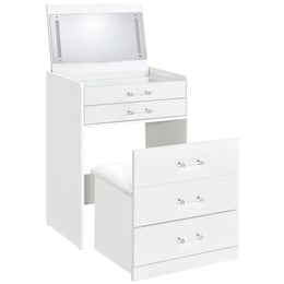 Danbury 3-drawer Makeup Vanity & Stool Set Black High Gloss