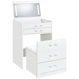 Danbury 3-drawer Makeup Vanity & Stool Set Black High Gloss