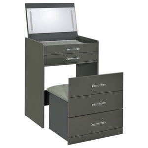 Danbury 3-drawer Makeup Vanity & Stool Set Black High Gloss