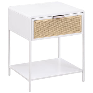 Amherst 1-drawer Radio Weave Cane Metal Bedside Table