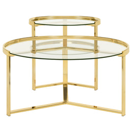Delia  Round Glass Top Nesting Coffee Table Chrome