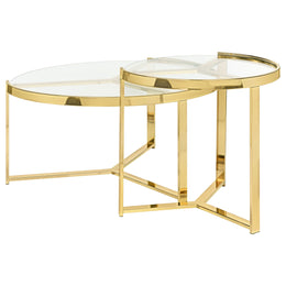 Delia  Round Glass Top Nesting Coffee Table Chrome