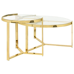 Delia  Round Glass Top Nesting Coffee Table Chrome