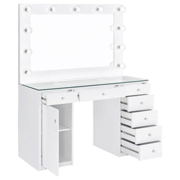 Acena 7-drawer Vanity Set with Lighting Black High Gloss