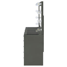 Acena 7-drawer Vanity Set with Lighting Black High Gloss