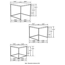 Belcourt  Square Nesting Tables Natural and Black