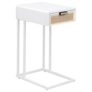 Amherst 1-drawer Radio Weave Cane Metal Side Table Black