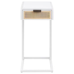 Amherst 1-drawer Radio Weave Cane Metal Side Table Black