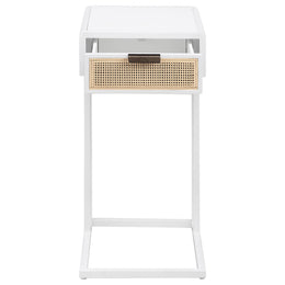 Amherst 1-drawer Radio Weave Cane Metal Side Table Black