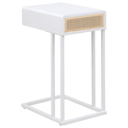 Amherst 1-drawer Radio Weave Cane Metal Side Table Black