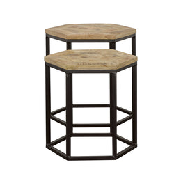 Adger  Hexagonal Nesting Tables Natural and Black