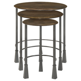 Deja  Round Nesting Table Set Natural and Gunmetal